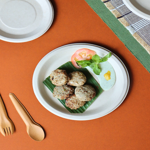 Compostable White Bagasse 6inch Deep Round Plate Heavy Duty <b>Disposable</b> Serving Plate for Restaurants Parties and Catering Use - Product Image 2