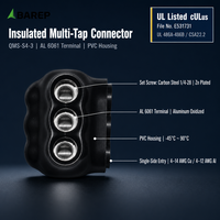 Connecteur de câblage multi-branche homologué CULus BAREP QMS-S4-3, 4-14 AWG, double classification Cu/Al pour tableau électrique et câblage de circuit de branche