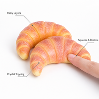 Jouet Squishy en forme de Croissant, à remontée lente, avec couches feuilletées courbées et motif orange, anti-stress, à presser et à revenir à sa forme d'origine, compagnon de bureau