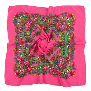 Bufanda floral rusa Flor de lujo Pañuelo pequeño Chal étnico Mujeres Hijab Bufanda acrílica Impreso 70CM Diadema Bufanda Bandana - Product Image 3