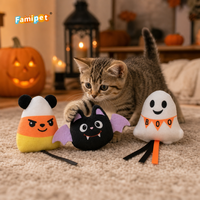 Jouet pour chaton en peluche douce et froissée, design fantôme sur le thème d'Halloween, personnalisé par le fabricant Famipet, avec herbe à chat