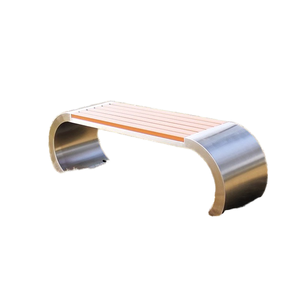 Aço inoxidável moderno Anti-Corrosão Parque Banco de madeira maciça Outdoor Leisure Banco para Comunidades Pátios Shoppings Fileiras - Product Image 1