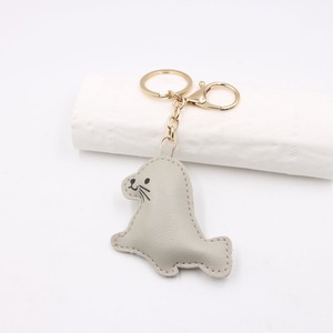 Custom Logo Little Sea Lion,cat,Animal Sea Lion, <b>Cute</b> Little CrabLeather Stereoscopic Car Keychain Pendant Luggage Accessories - Product Image 5