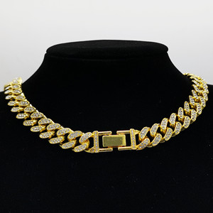 2025 cubain lien chaîne pendentif collier strass Hip Hop flamme lettre plaqué or en alliage de Zinc fête cadeau diamant - Product Image 6