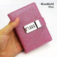 Mini Shiny Pink Leder Kombination journal für Frauen A5 Spiral Notebook mit Lock PP Cover für Travel und Line Page Writing
