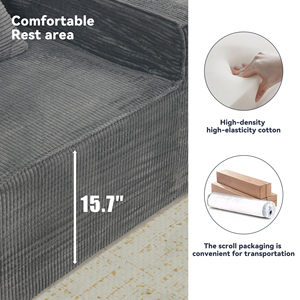 Sofá cama convertible de alta densidad sofá cama de dos plazas compresión espuma suelo de pana futón plegable gris oscuro - Product Image 2