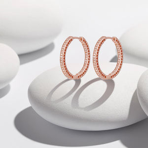 Boucles d'oreilles pour femmes avec logo <span class=keywords><strong>original</strong></span> <span class=keywords><strong>de</strong></span> haute qualité Grand cerceau en or rose avec diamant pour fête d'anniversaire Cadeau <span class=keywords><strong>de</strong></span> mode Boucles d'oreilles - Product Image 3