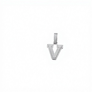 Pendentif initial lettre A-Z en argent sterling 925 plaqué or avec moissanite VVS, bijoux hip-hop raffinés pour homme, cadeau idéal, certifié GRA - Product Image 2
