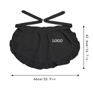 Grembiule da Cucina Leggero in Poliestere con Logo Personalizzato, Stile Vintage per Camerieri e Cameriere, Bianco e Nero con 2 Tasche - Product Image 6