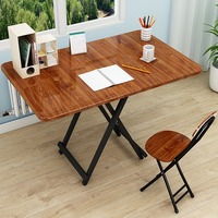 Table à manger pliable pour la maison, en panneau de densité et métal, design minimaliste, table ronde portable pour le camping, pour une utilisation en extérieur