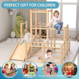 Estructura de escalada de madera para niños con tobogán y escalera para juegos en interiores, forma geométrica unisex para niños de 4 a 6 años - Product Image 3