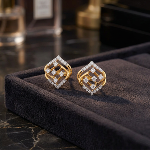 Women's Yellow Gold Diamond <b>Stud</b> Round Brilliant Cut Lab grown Luxury Wedding Jewelry 10K,14K,18K gold 925 or 935 <b>Silver</b> - Product Image 1