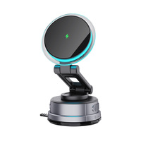 Chargeur de voiture sans fil pliable à rotation 360° avec support magnétique puissant à ventouse, charge rapide pour téléphone portable