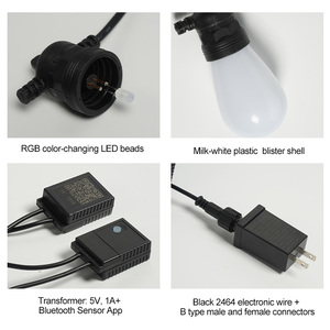 Guirnalda de luces <span class=keywords><strong>LED</strong></span> IP65 resistente al agua, modo de luz RGB, Control remoto, decoración colgante para interior y exterior, para patio, hogar y jardín - Product Image 6