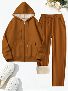 Survêtements pour femmes Logo personnalisé Tenues Jogger Vêtements deux pièces pour femmes <span class=keywords><strong>Sweat</strong></span> <span class=keywords><strong>à</strong></span> <span class=keywords><strong>capuche</strong></span> en polaire <span class=keywords><strong>doublé</strong></span> <span class=keywords><strong>Sherpa</strong></span> Pantalons <span class=keywords><strong>de</strong></span> survêtement pour femmes - Product Image 4
