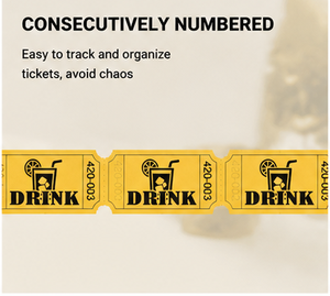 Boletos de bebidas perforados de fácil desgarro, impresos flexográficamente con logotipos de bebidas, diseño de boletos de bebidas impresos - Product Image 2