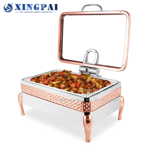 Ristorante e hotel XINGPAI forniture 304 in acciaio inossidabile martellato schienamento piatti lussuosi scalda cibo a buffet - Product Image 2