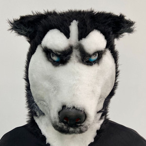 Máscara de látex de perro <span class=keywords><strong>husky</strong></span> esponjoso de aspecto realista - Disfraz de fiesta con pelo para Halloween y Cosplay - Product Image 2