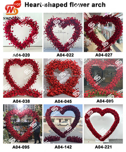 SMOOTH OEM Red Roses Artificial Flower Arch Heart Shaped Flower Arch Wedding <b>Backdrop</b> <b>Stand</b> for Decoration - Product Image 3