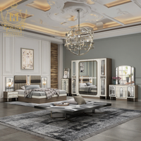 Ensemble de meubles de chambre à coucher de luxe pleine grandeur bonne qualité en bois chambre à coucher principale Style Simple coiffeuse table de chevet fonction stockage