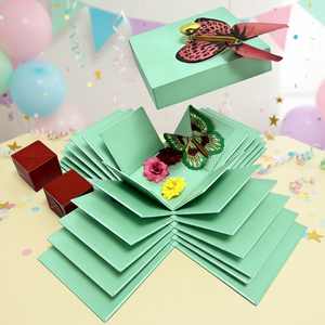Boîte cadeau <span class=keywords><strong>surprise</strong></span> pliable avec papillon en relief, fermeture magnétique, matériaux recyclés, pour adultes, hommes, femmes, enfants, cadeau d'<span class=keywords><strong>anniversaire</strong></span> - Product Image 5