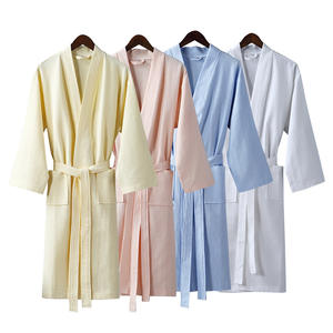 Peignoirs en coton gaufré 100% pour femmes, broderie personnalisée, peignoir en coton gaufré pour femmes pour hôtel <span class=keywords><strong>SPA</strong></span> - Product Image 2