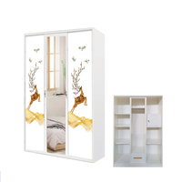 Armoire Moderne Pliable en Métal pour Chambre à Coucher, Armoire en Acier Économique avec Serrure à Came, Design Imprimé, Revêtement Écologique en Poudre, 3 Portes, Idéale pour Appartement