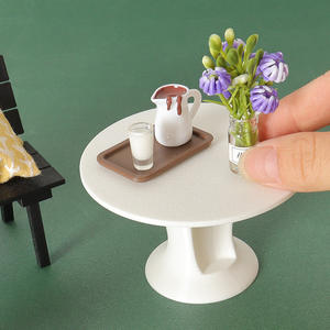 Accessoires de décoration de scène de maison de poupée miniature : Table ronde blanche simple, modèle de mobilier, accessoires de photographie - Product Image 1