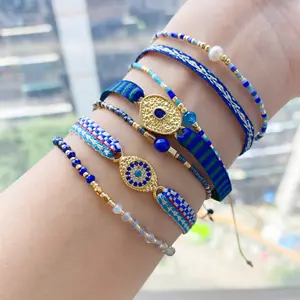 Pulseiras feitas à mão estilo boêmio, pulseiras e braceletes frisados