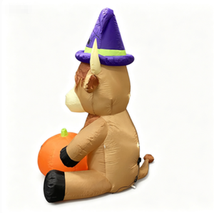 5FT <strong>Halloween</strong> Inflatable Yak with Witch <strong>Hat</strong> &amp; Pumpkin - Product Image 3