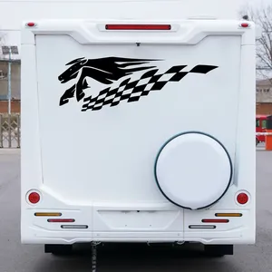 Autocollants graphiques pour voiture, drapeau à carreaux, <span class=keywords><strong>course</strong></span> <span class=keywords><strong>de</strong></span> <span class=keywords><strong>chevaux</strong></span>, pour Van, camping-car, autocaravane, décoration en vinyle, accessoires <span class=keywords><strong>de</strong></span> tuning automobile - Product Image 2