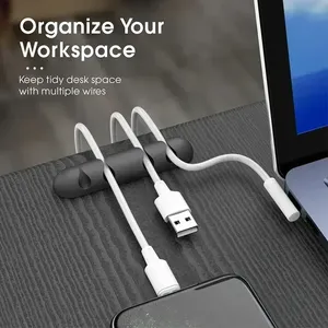 <span class=keywords><strong>Support</strong></span> de Câble <span class=keywords><strong>en</strong></span> Silicone Auto-Adhésif Flexible Multi-Emplacements – Organisateur de Câbles de Bureau pour une Gestion Prise <span class=keywords><strong>en</strong></span> Charge des Fils - Product Image 1