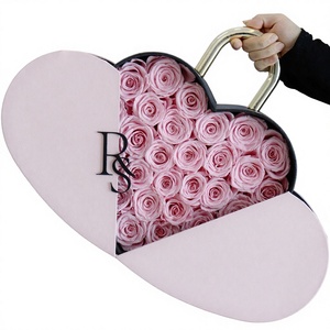 Boîte en forme de cœur rose personnalisée en usine, <span class=keywords><strong>roses</strong></span> éternelles conservées, fleurs naturelles réelles, idéales pour la Saint-Valentin, Halloween - Product Image 1