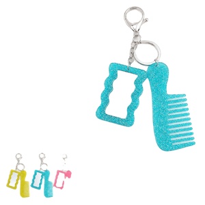 Porte-clés miroir peigne en acrylique pailleté avec logo personnalisé, mini peigne de voyage et miroir pour femmes et filles, cadeau promotionnel en gros - Product Image 1