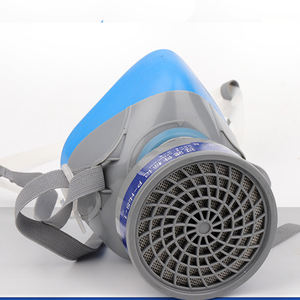 Masker <span class=keywords><strong>Gas</strong></span> terpasang kepala biru Respirator silikon wajah setengah tahan lama bahan Premium - Product Image 2