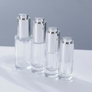 Flacon de lotion en verre transparent haut de gamme avec tête de pompe à pression 20ml/100ml, diffuseur à bâtonnets pour <span class=keywords><strong>essence</strong></span> faciale de luxe, crème pour le visage, <span class=keywords><strong>mascara</strong></span> - Product Image 2