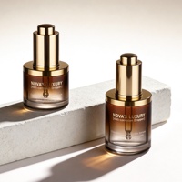 Flacons compte-gouttes haut de gamme 30 ml 50 ml en verre ambré dégradé pour parfum, huile et sérum avec compte-gouttes à bouton poussoir doré