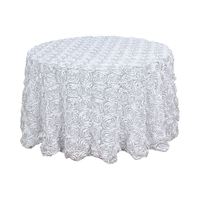 Nappe ronde blanche tissée moderne en polyester de luxe pour mariage et événements
