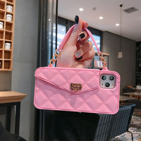 Luxe élégant 3D bandoulière en caoutchouc portefeuille sac à main étui de téléphone portable pour iPhone 16 11 12 13 14 15 Plus Pro Max poche couverture souple