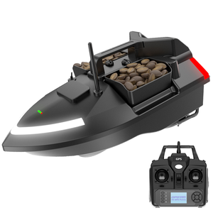Bateau à appâts GPS noir V020 avec sondeur <span class=keywords><strong>de</strong></span> poissons et télécommande 500M, combo GPS pour la pêche à la carpe, 40 points <span class=keywords><strong>de</strong></span> repère, triple compartiment 2KG - Product Image 1