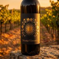 Étiquettes de vin personnalisées en feuille d'or, autocollants imperméables Solaris Vineyard, papier texturé noir de luxe, bouteilles en verre haut de gamme, XGS DECAL