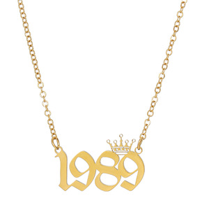 สร้อยคอสแตนเลสชุบทอง 18K จี้รูปมงกุฎ หมายเลข 1983 สร้อยคอแบบคลาวิเคิลสำหรับผู้หญิง เครื่องประดับสำหรับวันครบรอบ - Product Image 5