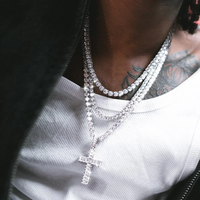 Chaîne Tennis Iced Out en Argent Massif S925 avec Moissanite 2mm 3mm sertie à griffes, Collier de Rappeur, Collection Warehouse Hip Hop Fire Jewelry