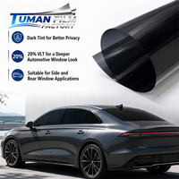 Película para Ventanas de Automóviles Tuman Deep Black Privacy Reflective con Transmisión de Luz Visible del 20% y Bloqueo de Rayos Ultravioleta para Ventanas Laterales