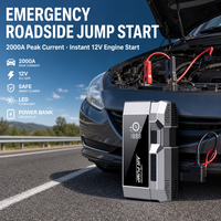 Démarreur de batterie portable avec pompe à air et gonfleur de pneus, batterie externe pour voiture avec port USB et lumière LED pour berlines et SUV