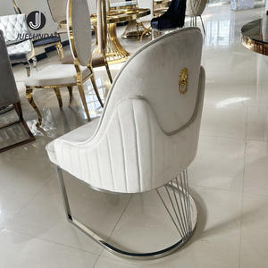 Sillas de comedor de último diseño de acero inoxidable de China, respaldo de León, cómodo cojín grueso, comedor + sillas, silla de comedor de terciopelo <span class=keywords><strong>blanco</strong></span> - Product Image 2