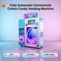 Machine à Barbe à Papa Industrielle Automatique avec 4 Grands Récipients à Sucre, Prise en Charge de 4 Saveurs pour Usage Commercial Intensif