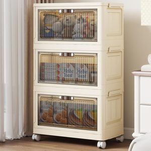 Five-Door Rectangle Clear Plastic PP Foldable <b>Storage</b> Bins Lids Space-Saving Eco-Friendly 35L Capacity Home Clothing Organizer - Product Image 1