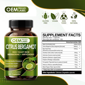 Cápsulas de Bergamota Cítrica OEM con <span class=keywords><strong>Arroz</strong></span> de Levadura Roja, Ajo, Alcachofa y Berberina, Suplemento para un <span class=keywords><strong>Colesterol</strong></span> Saludable y Salud Cardíaca - Product Image 2