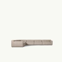 Canapé d'angle capitonné en tissu beige moderne de luxe AH avec chaise longue gauche et accoudoirs larges pour salon, maison, hôtel, appartement